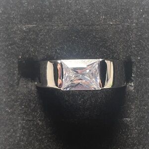 Silver Tone Clear Stone Band Ring